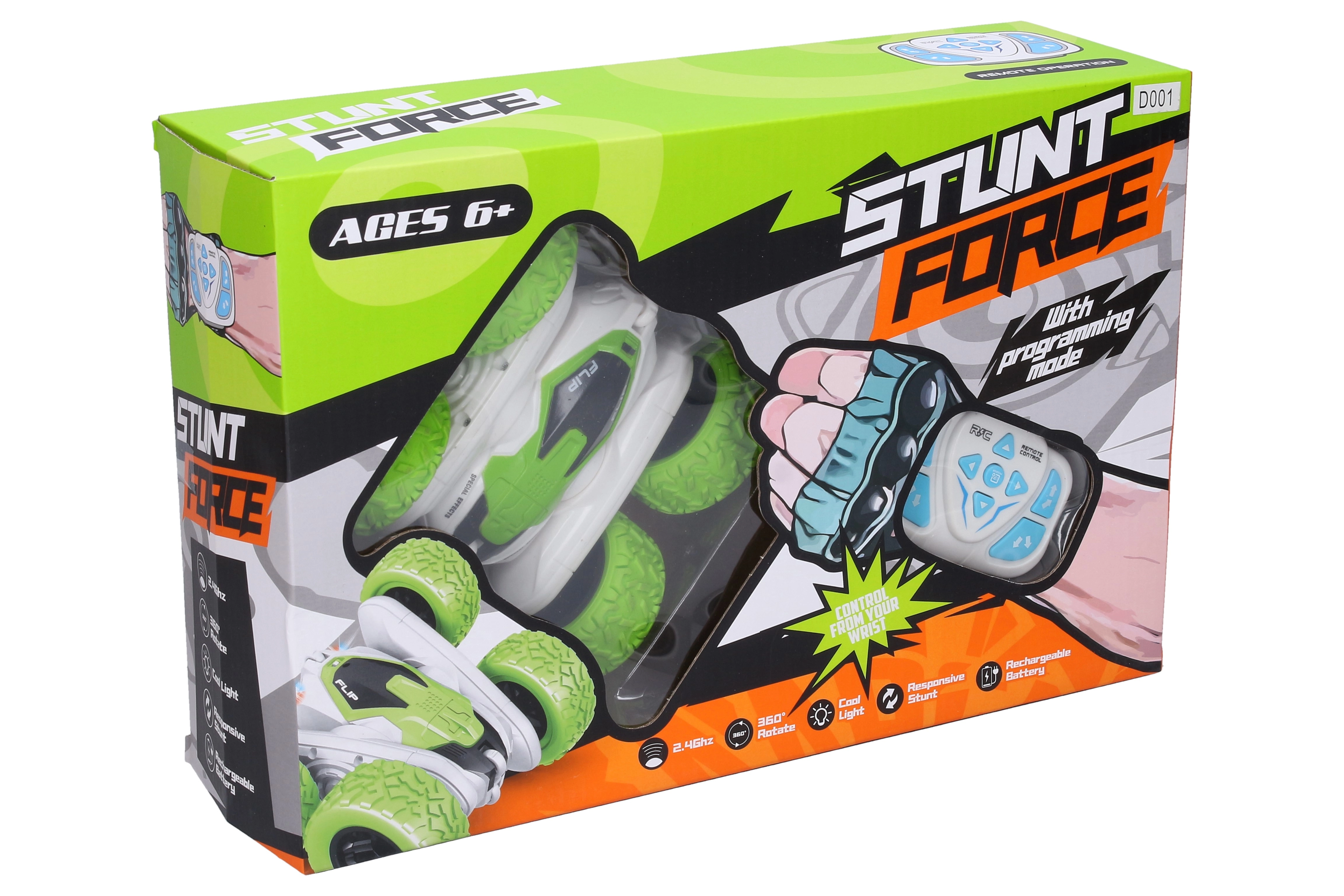Levně RC auto s ovladačem na zápěstí 14 cm, 2.4 GHz se světly a programováním
