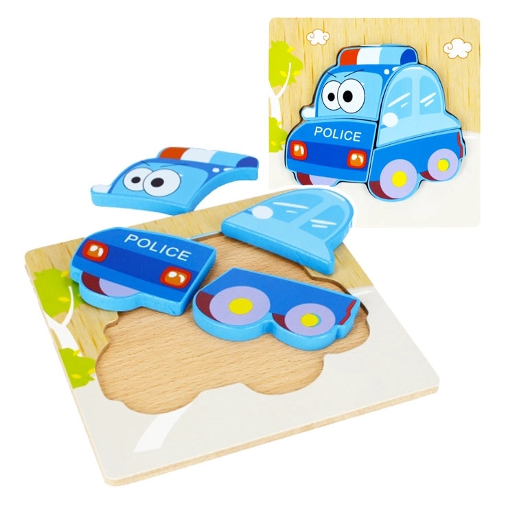 Dřevěné vkládací puzzle policejní auto