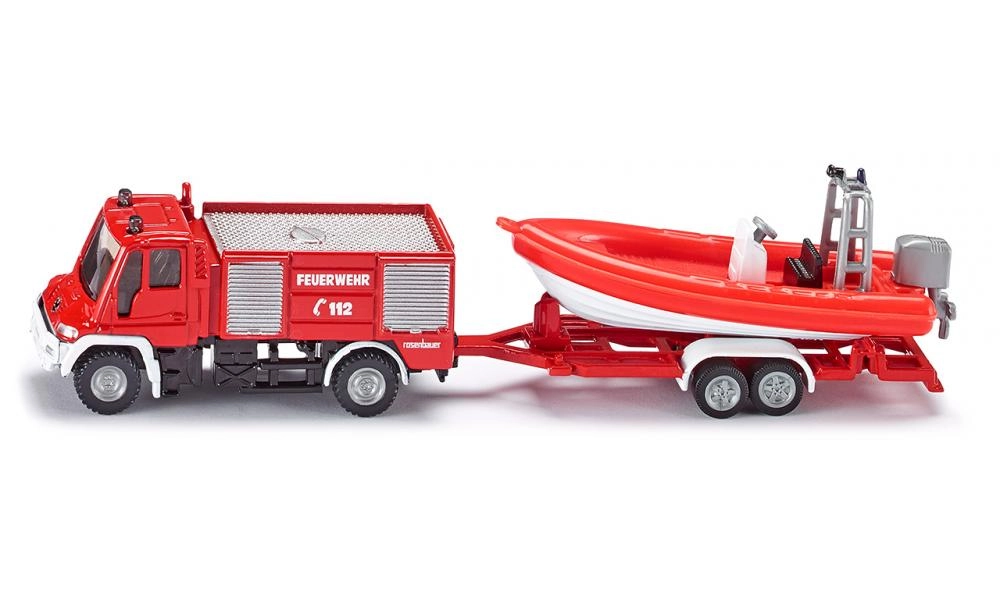 Levně Siku 1636 Požární vozidlo Unimog s člunem