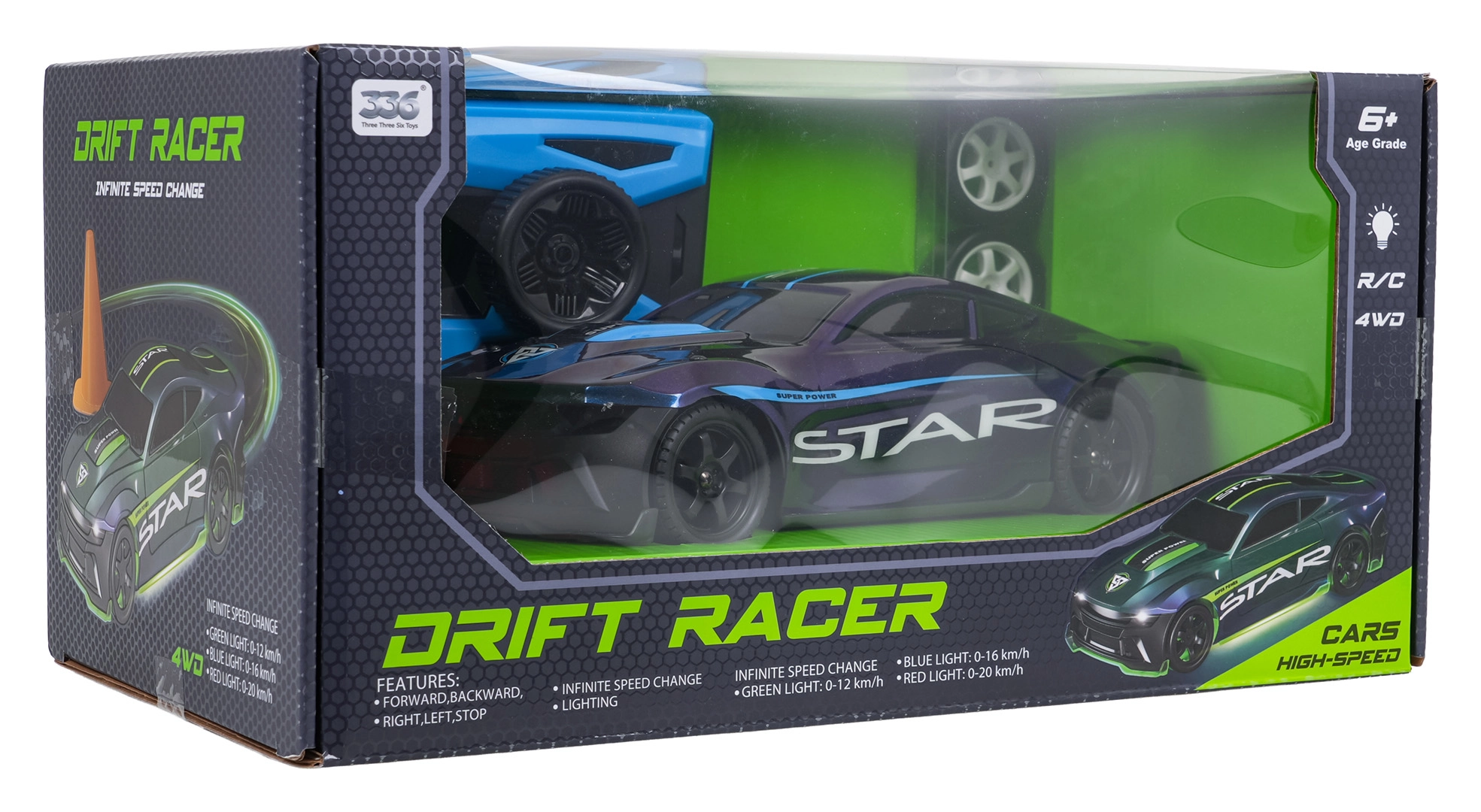 RC auto STAR modré s driftovacími koly