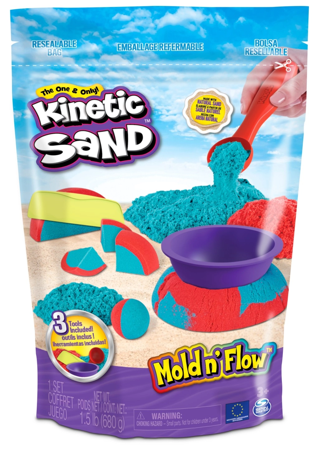 SPIN MASTER Kinetic Sand modelovací sada tekutý písek 680g s nástroji