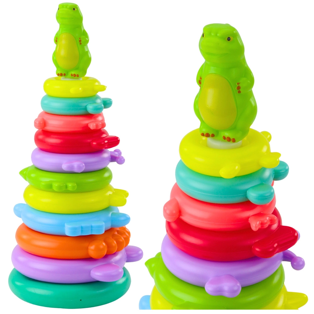 Vzdělávací stohovací pyramida s dinosaurem, 12 dílů a samolepky