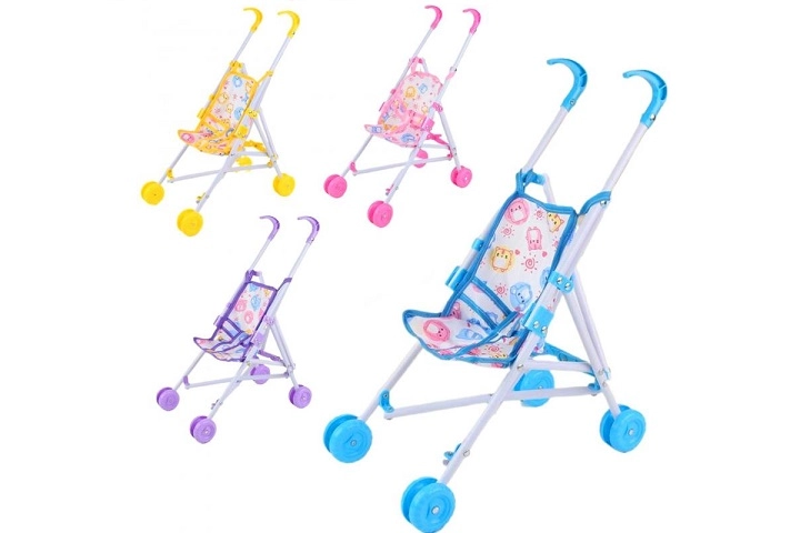 Kovový kočárek pro panenky typu golfky 52 cm