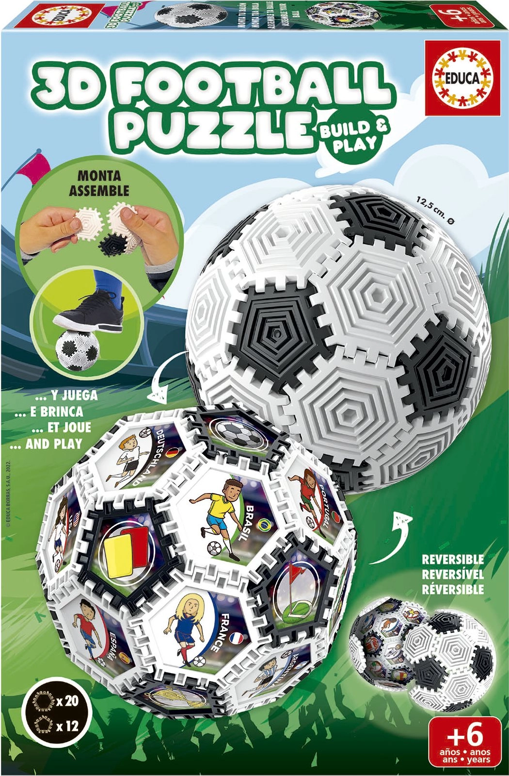 EDUCA 3D Puzzle Build&Play: Fotbalový míč 32 dílků