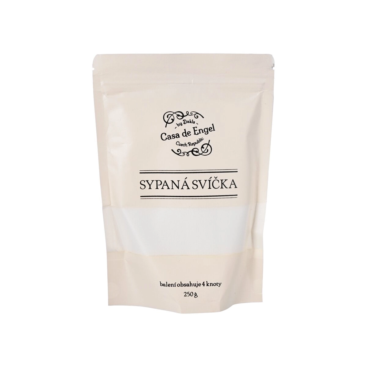 Bílý vosk na sypané svíčky 250 g + 4 knoty