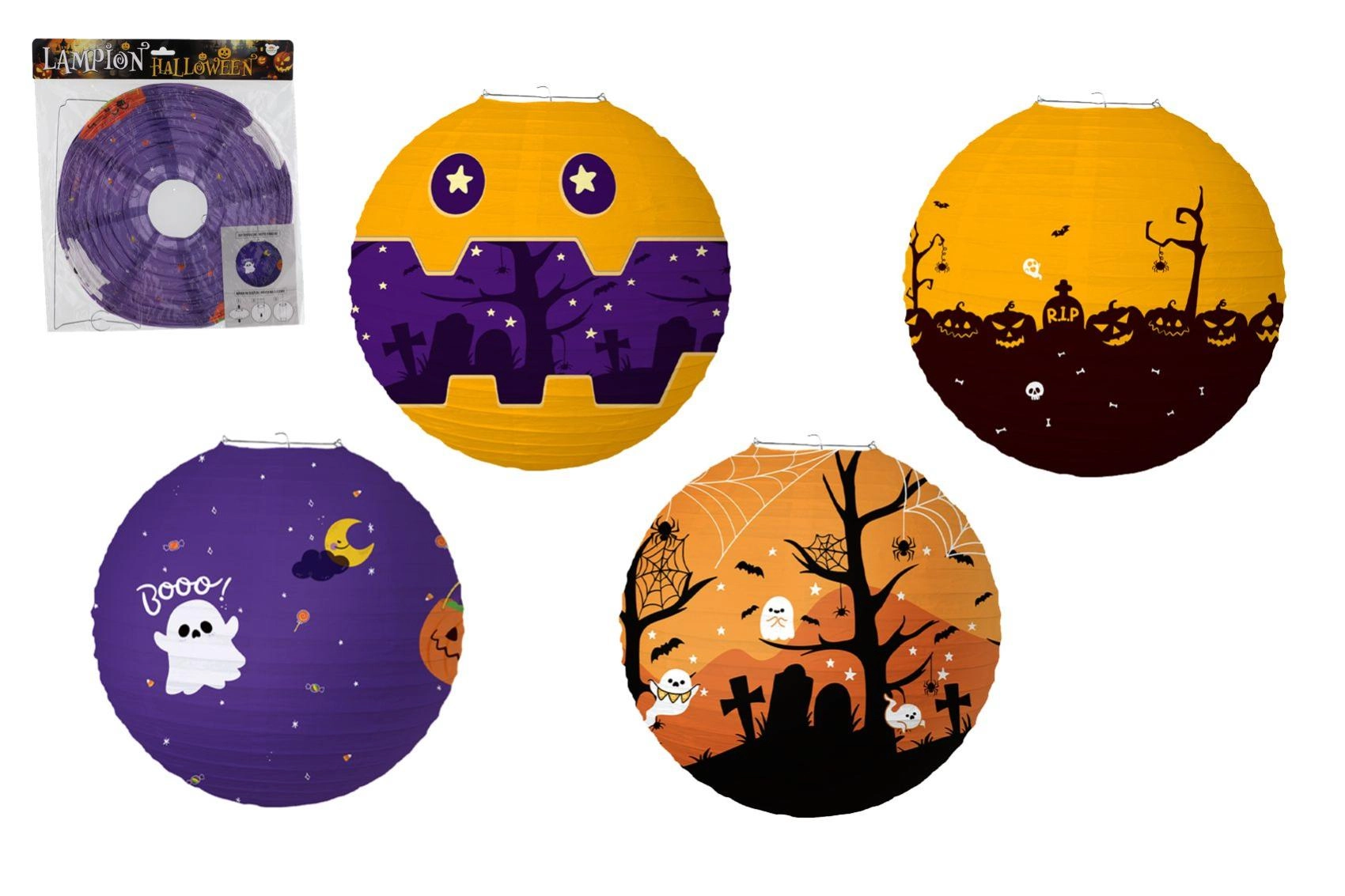 Papírový lampion Halloween koule 30 cm