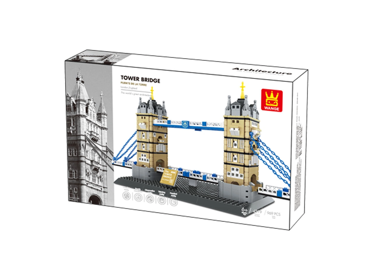 Stavebnice věžový most TOWER BRIDGE – série Budovy, 969 dílků