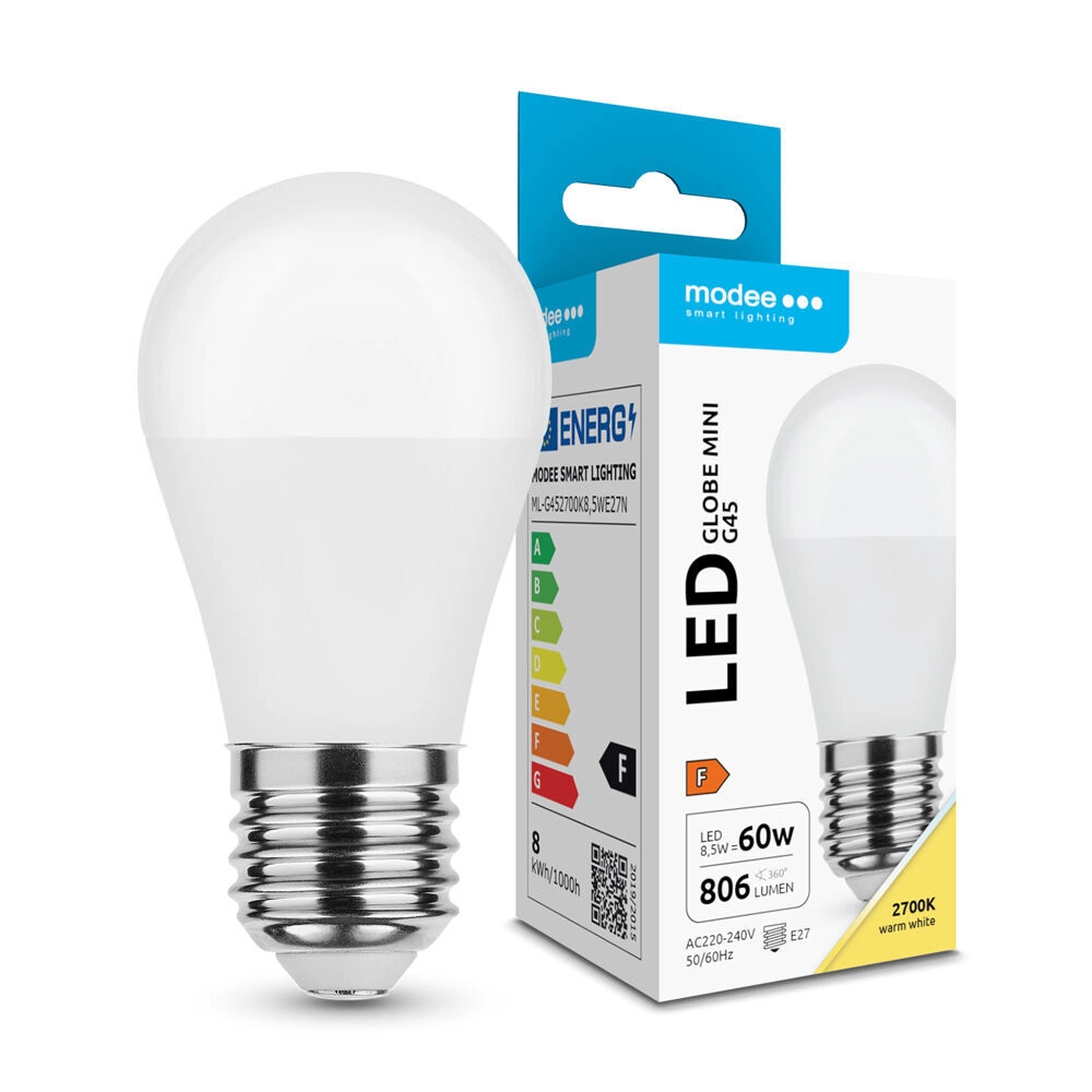 LED žárovka Modee Globe Mini G45 8,5 W E27 806 lm teplá bílá