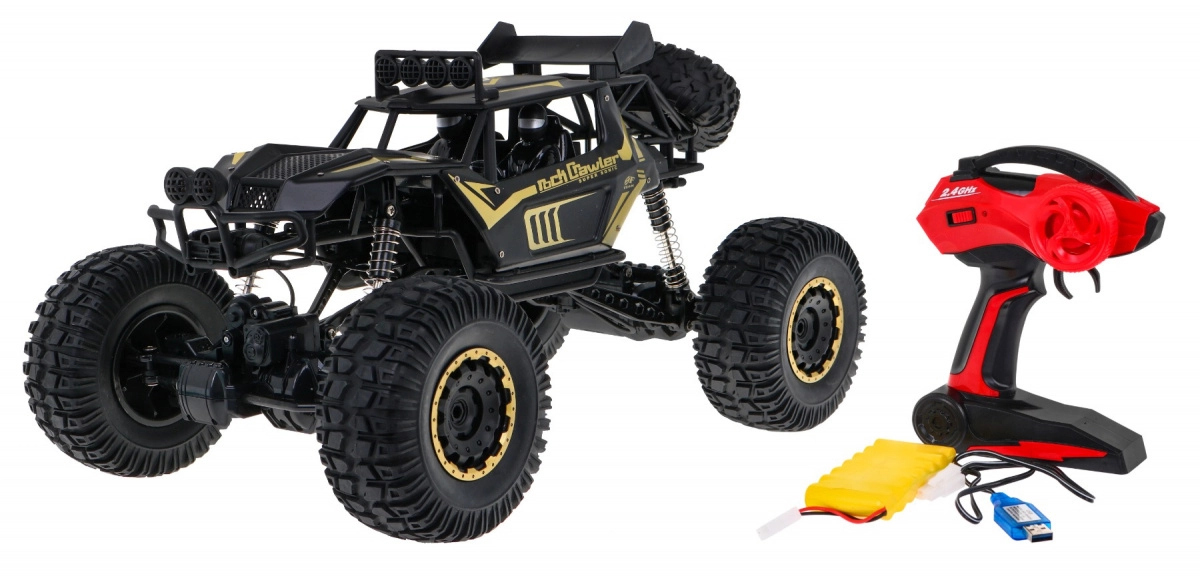 Kovový RC rock crawler 1:8 s pohonem 4x4 a LED pro děti 3+