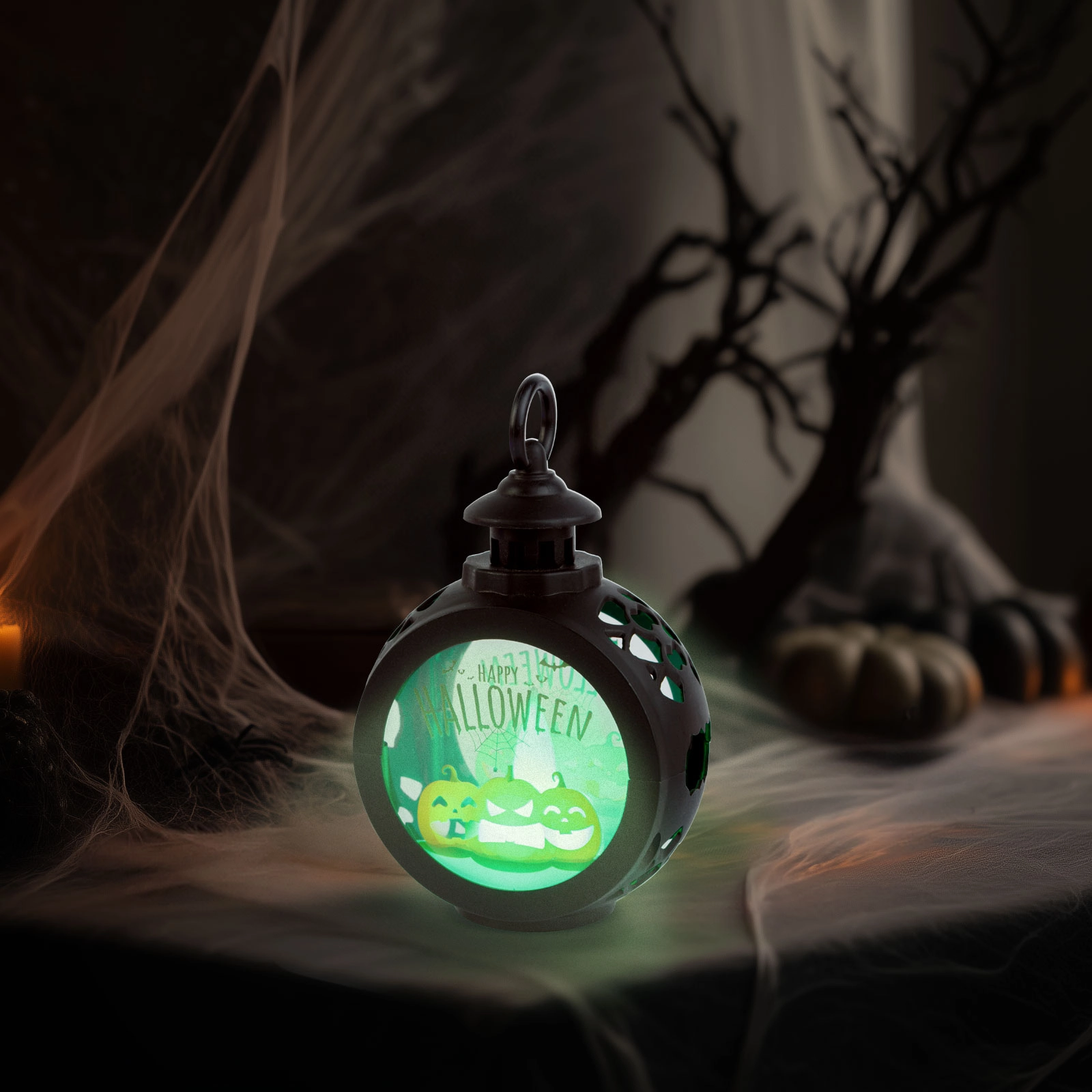 Halloweenská závěsná LED dekorace dýně