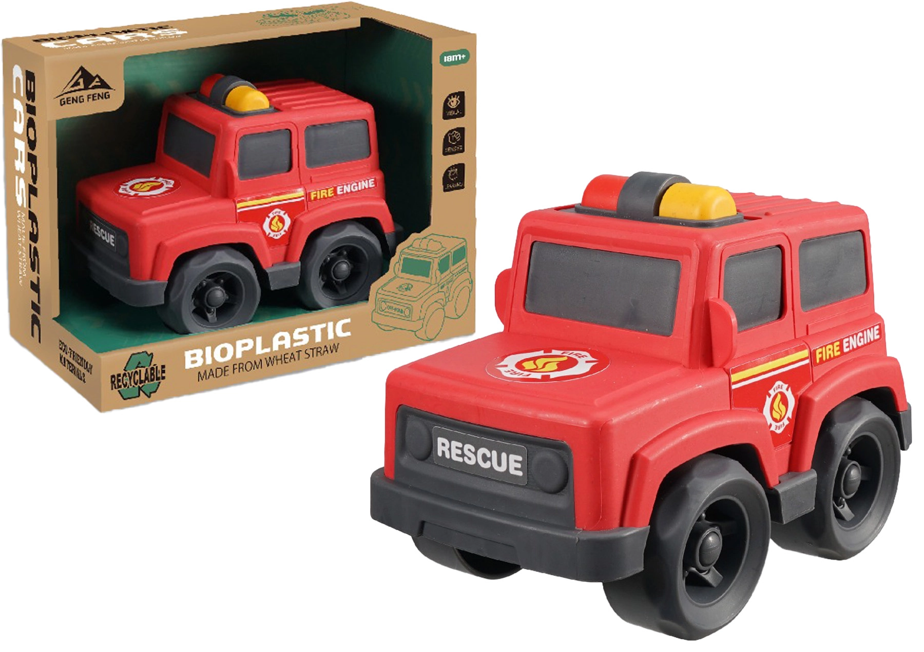 Levně Bioplastové hasičské auto 17 cm