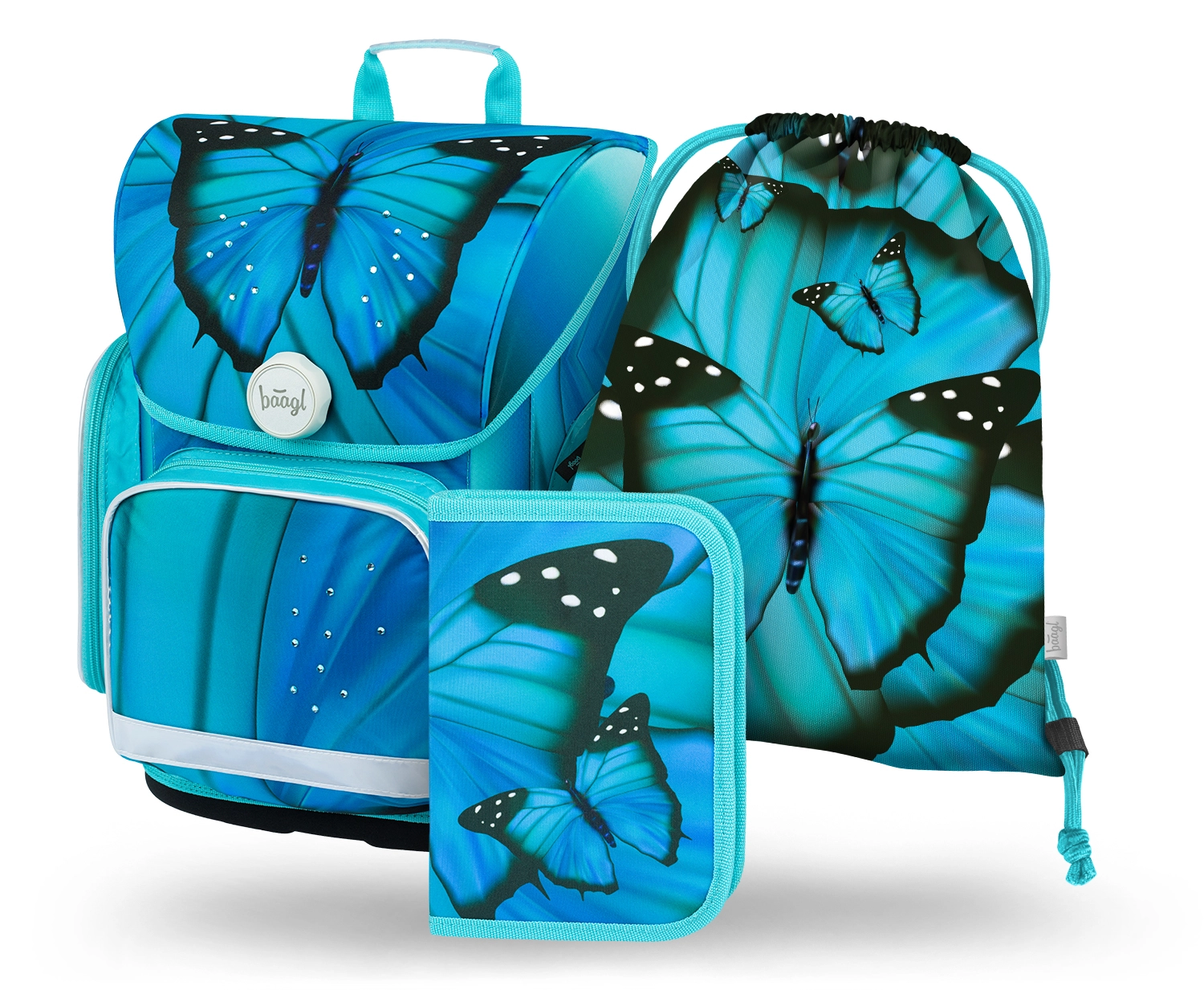 BAAGL SET 3 Ergo Butterfly: aktovka, penál, sáček