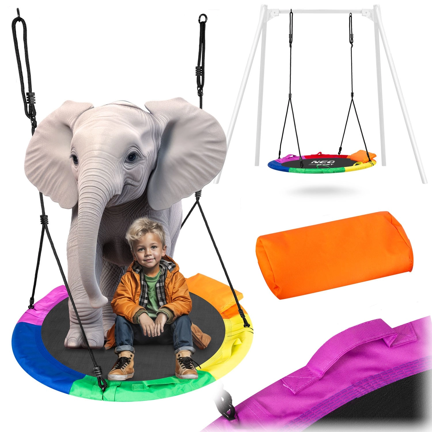 Neo-Sport Houpačka Čapí hnízdo Swingo XXL 110 cm pestrobarevná