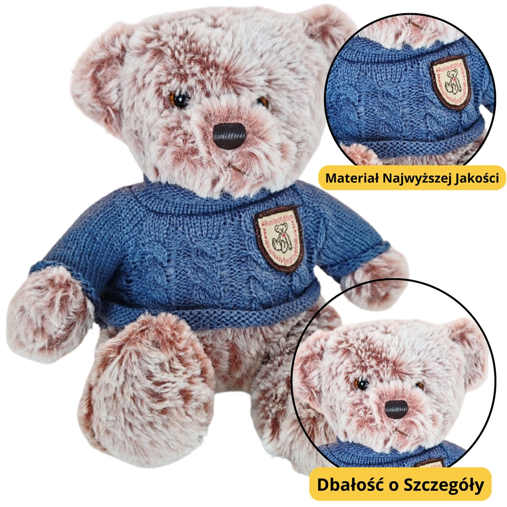 Plyšový Medvídek v Modrém Svetru 21cm