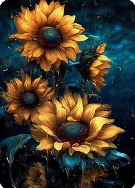 diamantové malování slunečnice v noci 30 × 40 cm