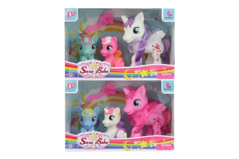 Jednorožčí rodinná sada – 3 figurky s hřebínkem