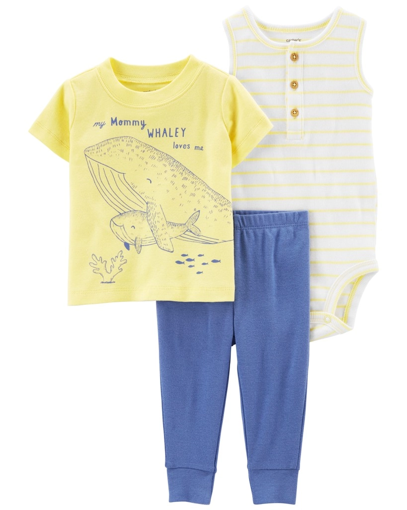 Levně Carter's Set 3dílný legíny body kr. rukáv body bez rukávů Pink Whale dívka LBB