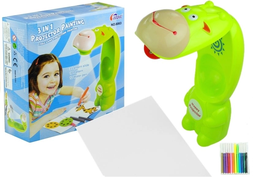 LEANToys Projektor ke kreslení zelená žirafa