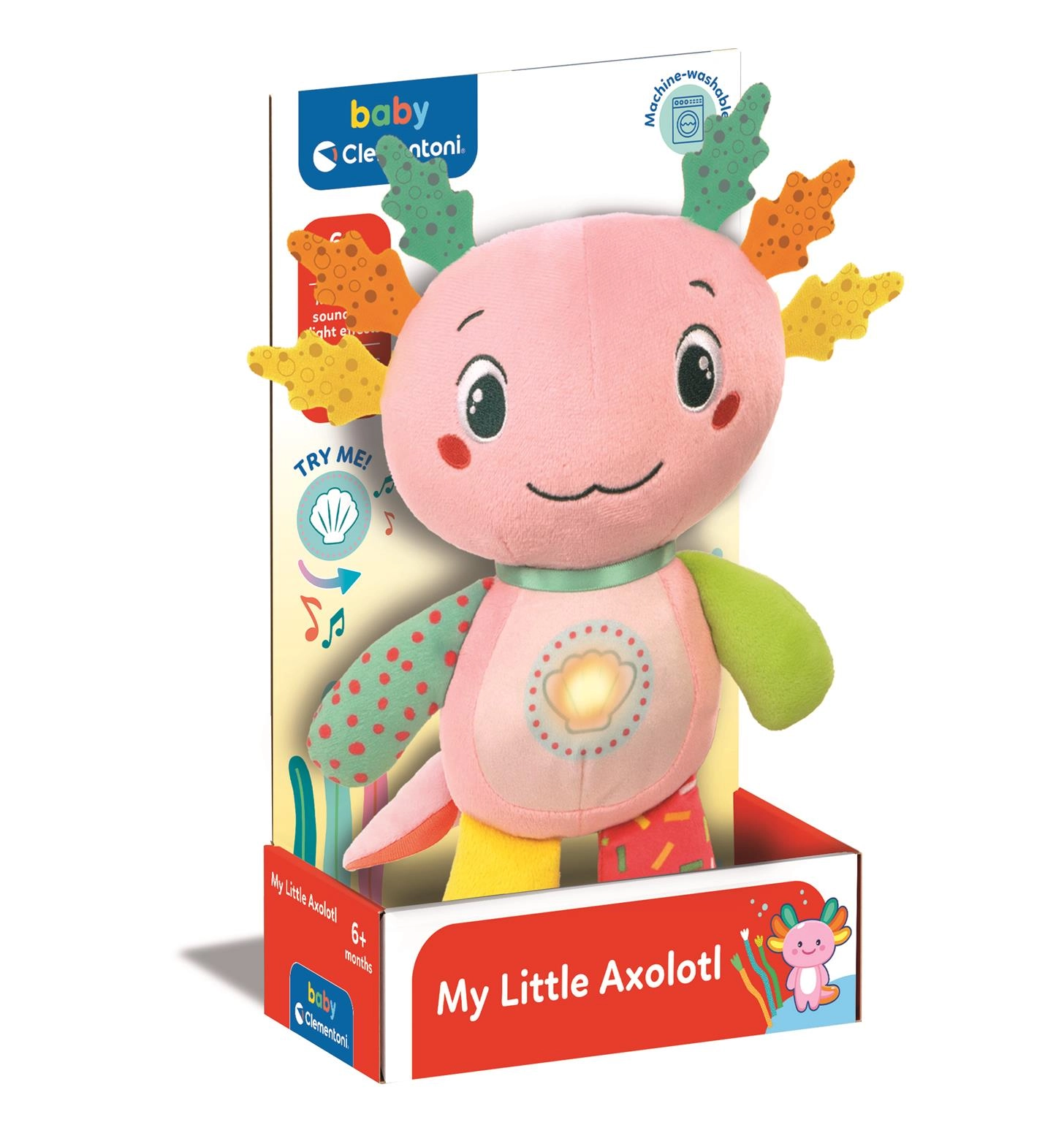 Interaktivní plyšový axolotl Clementoni se světlem a melodiemi