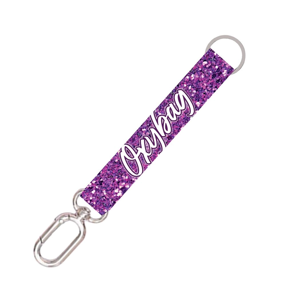 Krátká klíčenka s karabinkou Purple glitter KARTONPP