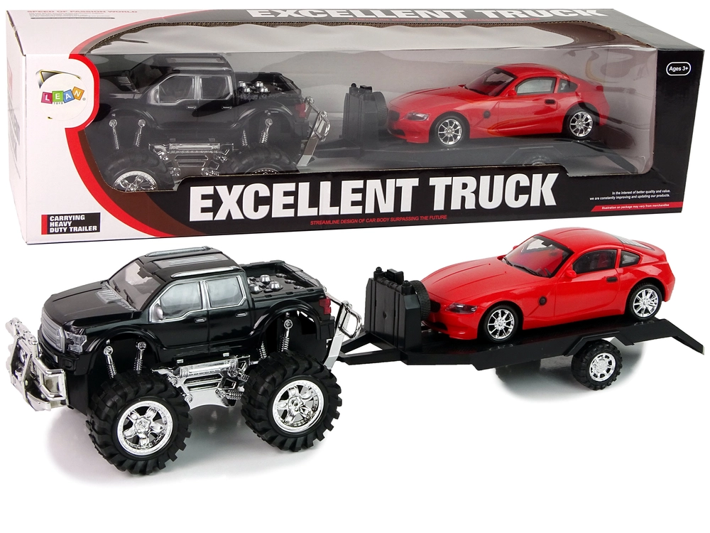 LEANToys Sada vozidel Black Monster Truck