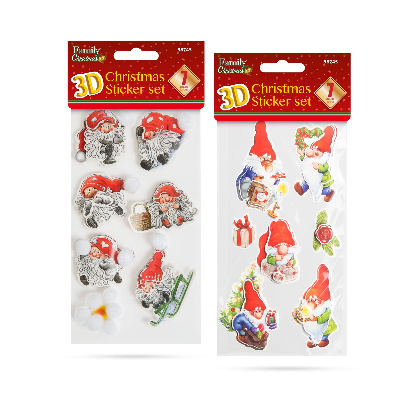 Vánoční 3D samolepky trpaslíků - 1 kus