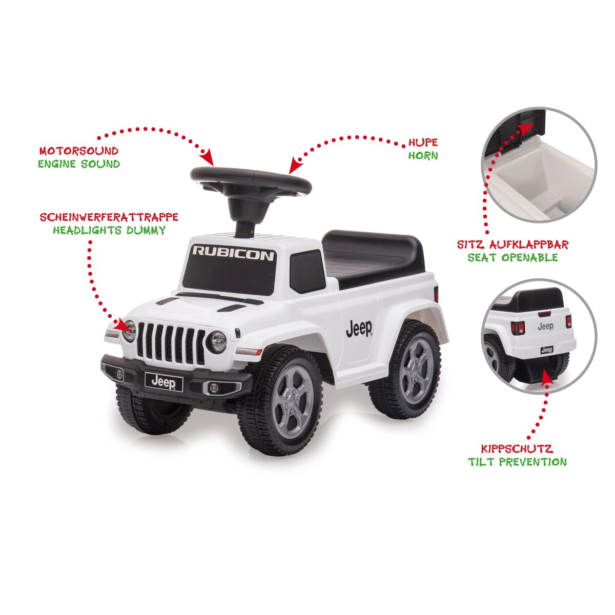 Dětské odrážedlo Jeep Gladiator bílé