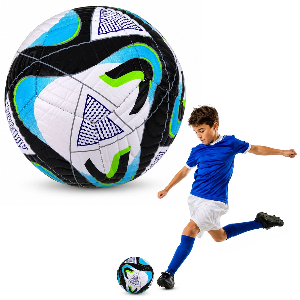 Tréninkový fotbalový míč velikost 5 (22 cm) černo-modro-zelený