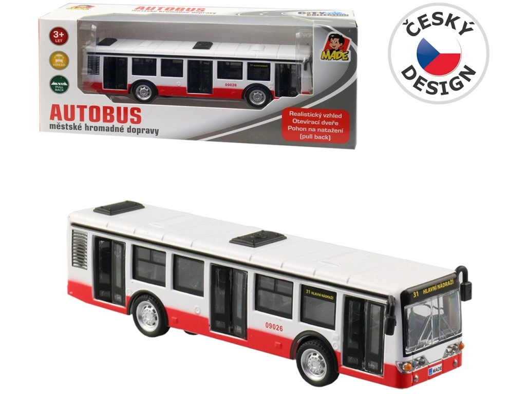 Made Autobus kovový na zpětný chod 16cm