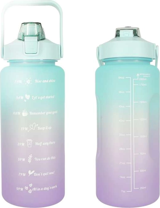 KIK Motivační láhev na vodu 2l Tyrkysovo-fialová