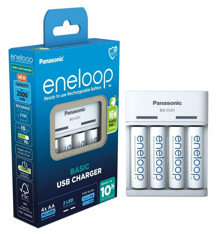 Panasonic Eneloop Basic BQ-CC61 + 4x AA 2200mAh