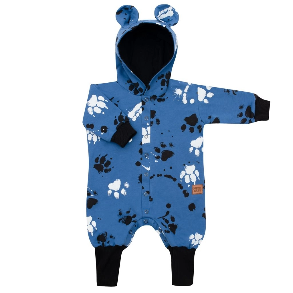 Levně Dojenecký bavlněný overal s kapucí a oušky New Baby Labka modrý