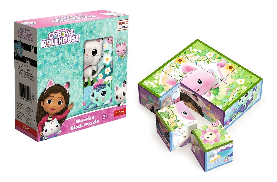 Dřevěné kostkové puzzle Gabby's Dollhouse