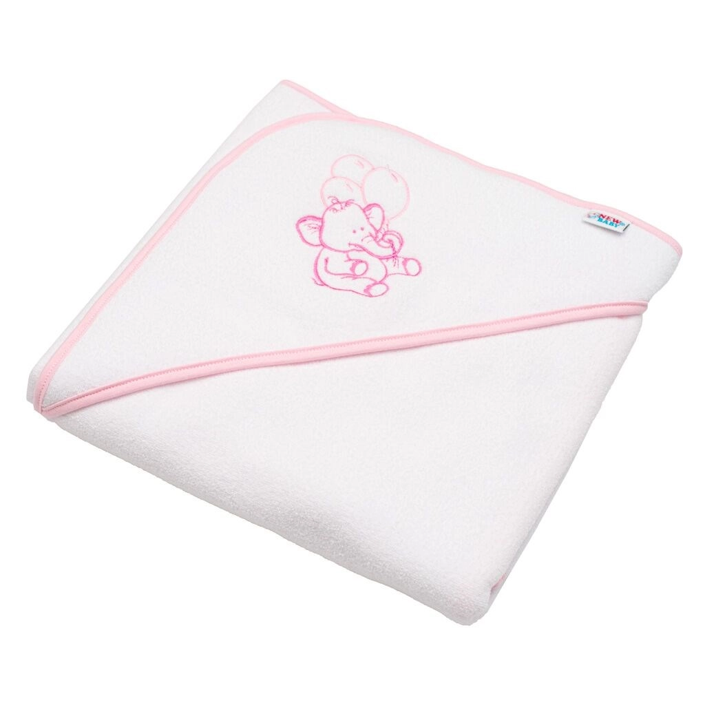 Dětská froté osuška s kapucí NEW BABY 80 × 80 cm – bílá, sloník