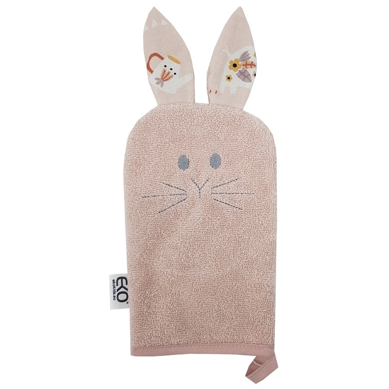 Eko EKO žínka bavlněná s oušky Bunny Rose pink 20x15 cm