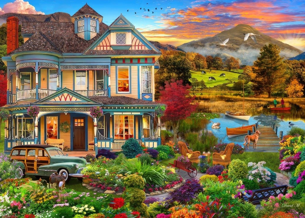 Puzzle venkovský zahradní dům 500 dílků BLUEBIRD