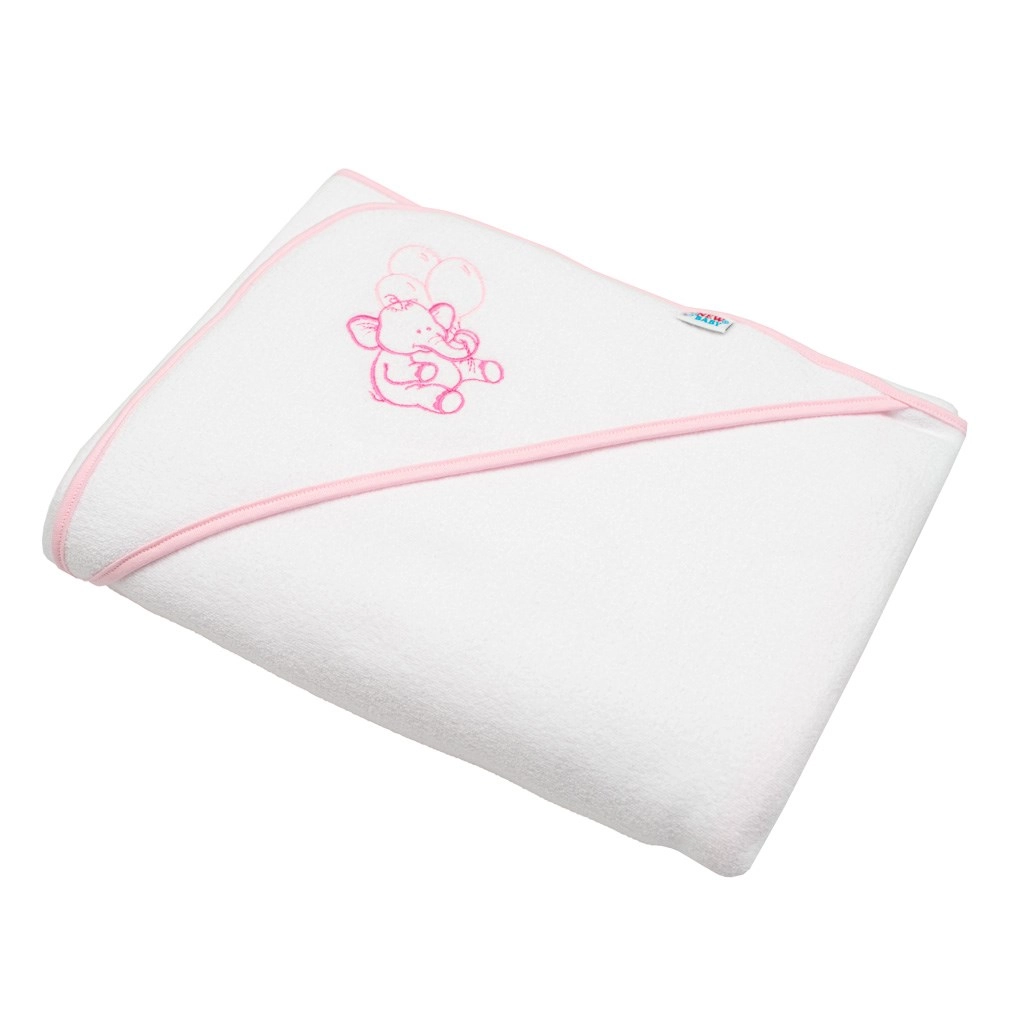 Dětská froté osuška s kapucí NEW BABY 100 × 100 cm – bílá, sloník