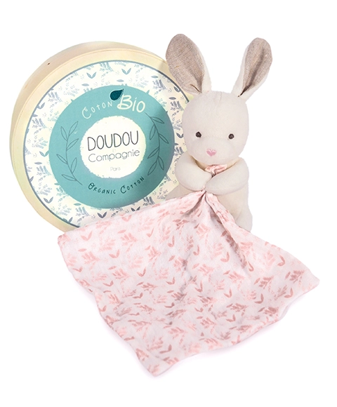 Doudou et Compagnie Paris Doudou králiček s růžovou dečkou z BIO bavlny 15 cm