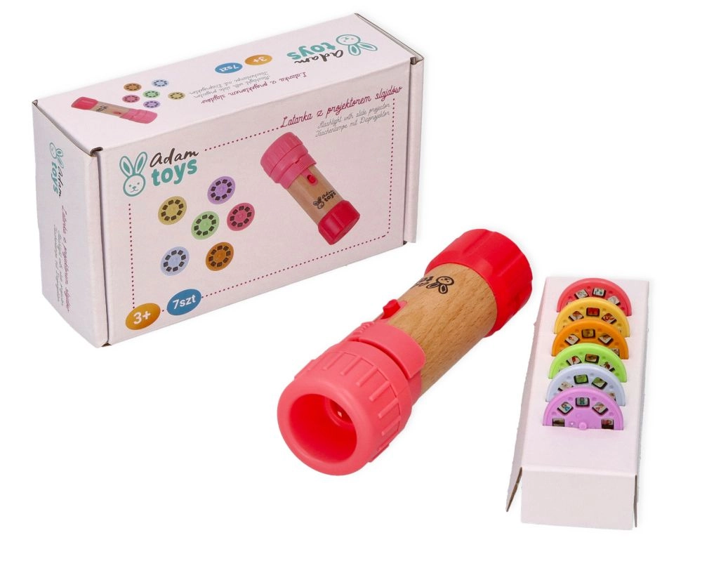 Adam Toys růžová dětská baterka s projektorem