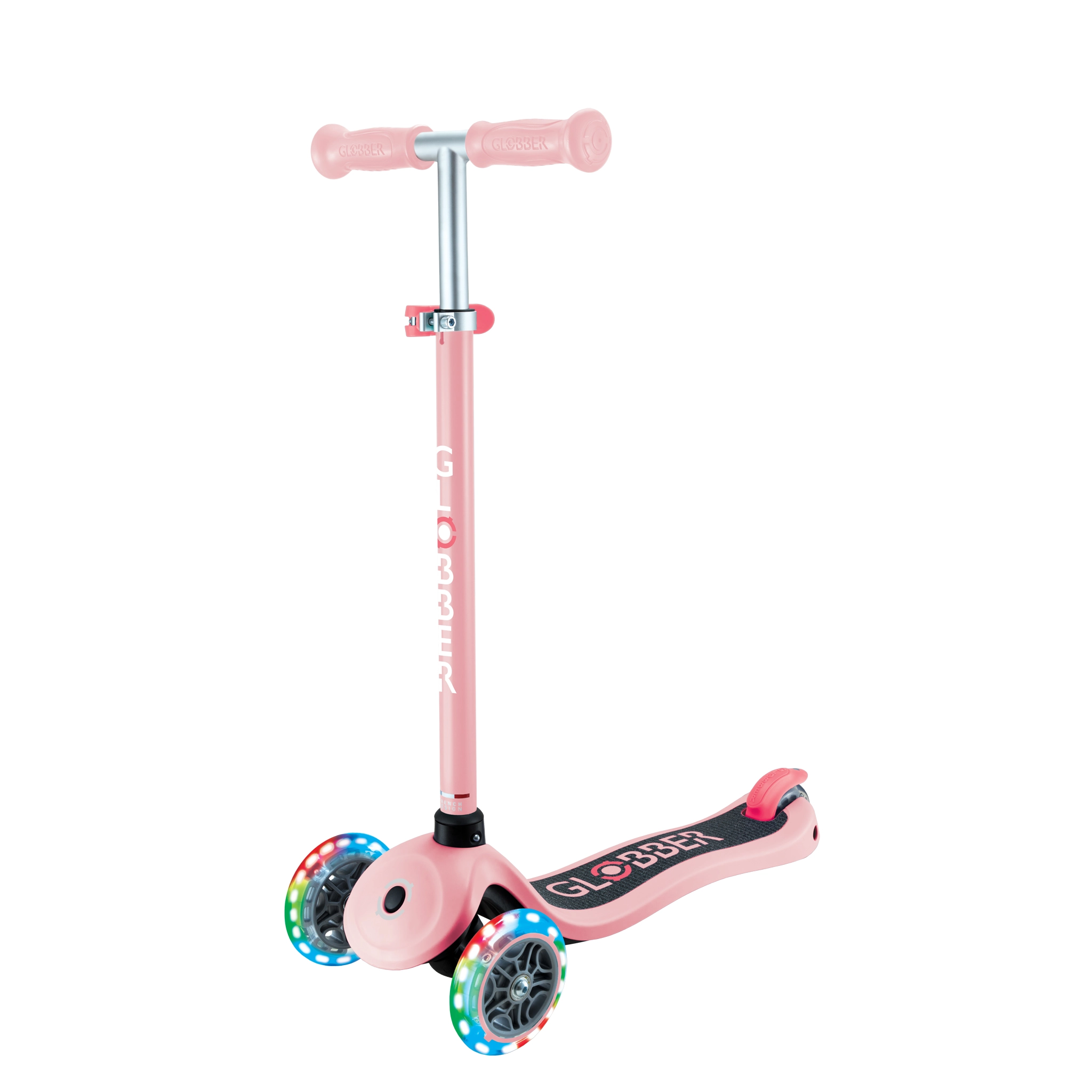 Levně Globber dětská tříkolová koloběžka Primo Lights V2 pastelově růžová
