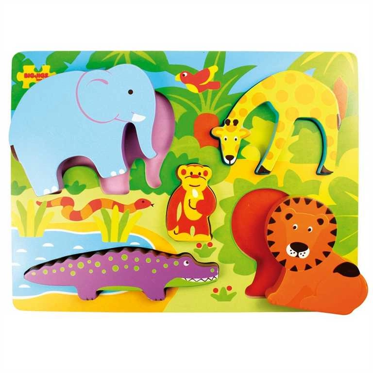 Levně Dřevěné vkládací puzzle Safari BIGJIGS TOYS