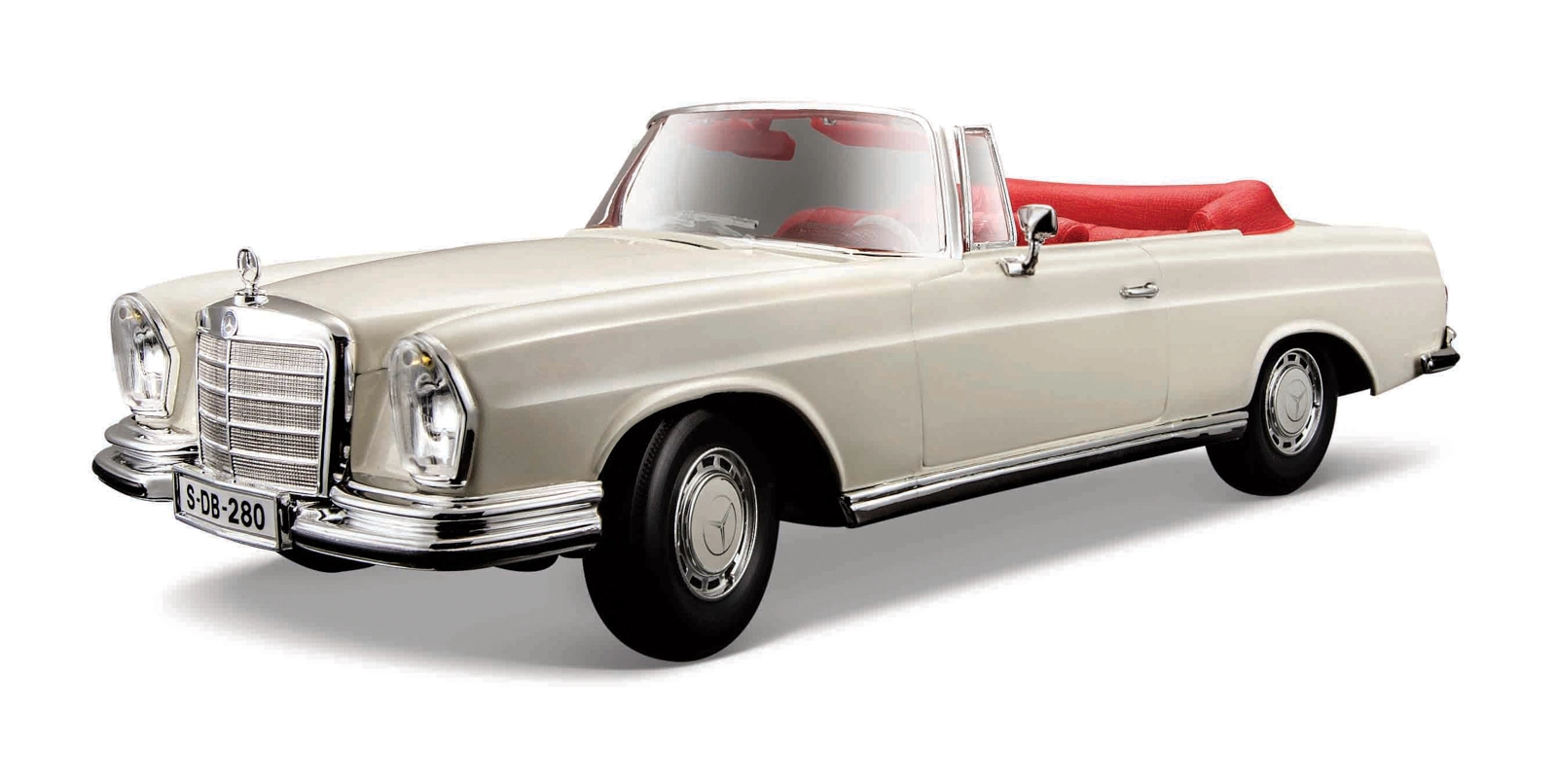 Levně Maisto 1967 Mercedes-Benz 280SE Cabrio krémová 1:18