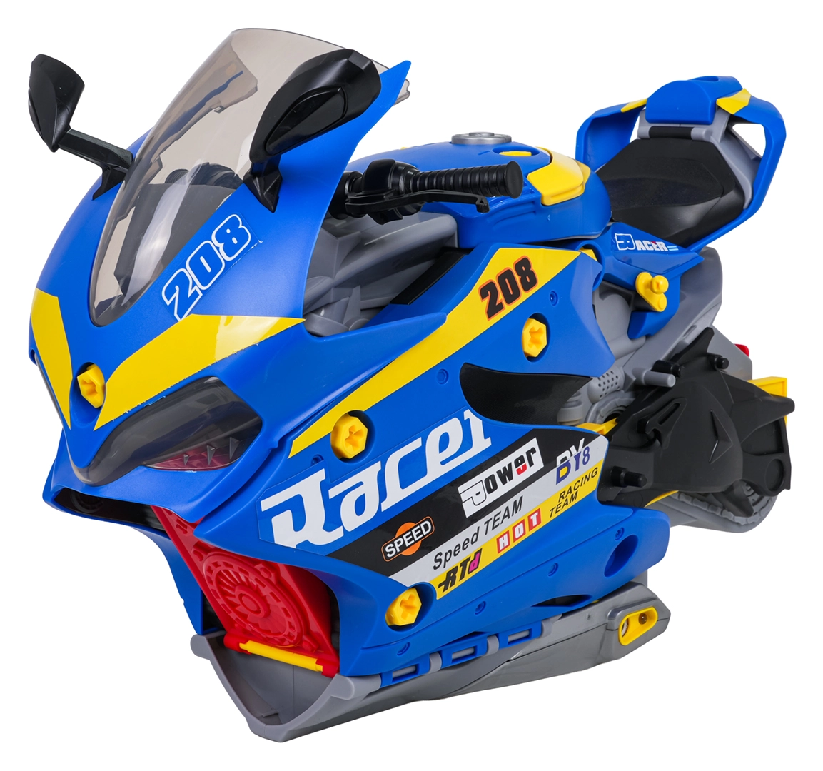 Dětský motocykl s parkovištěm a kouřovým efektem 2v1