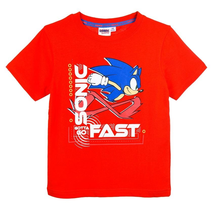 Červené bavlněné tričko Sonic – Velikost: 98