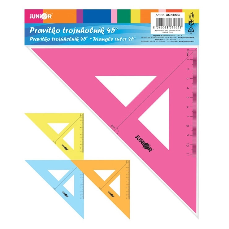 trojúhelníkové pravítko s měřítkem 16 cm