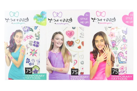 Dočasná tetování pro dívky – sada 75 motivů