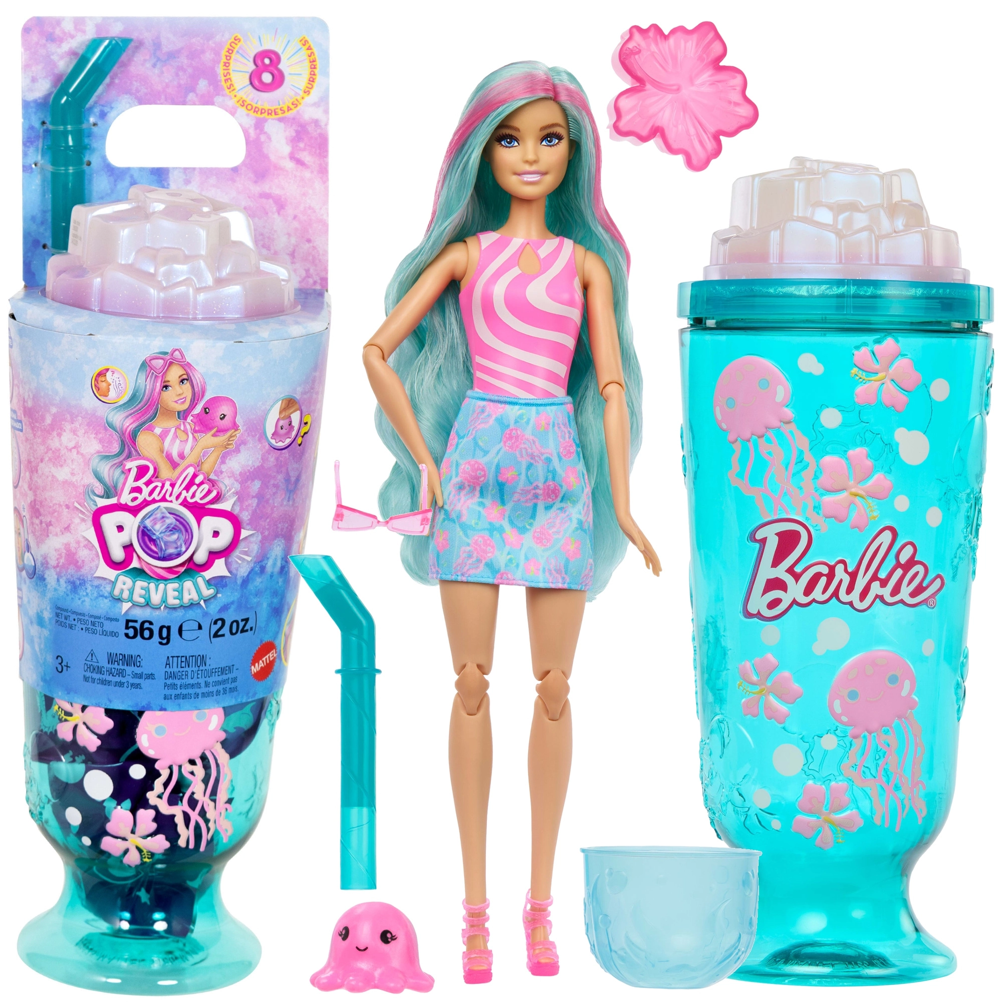 Barbie Pop Reveal podmořský svět – panenka s 8 překvapeními