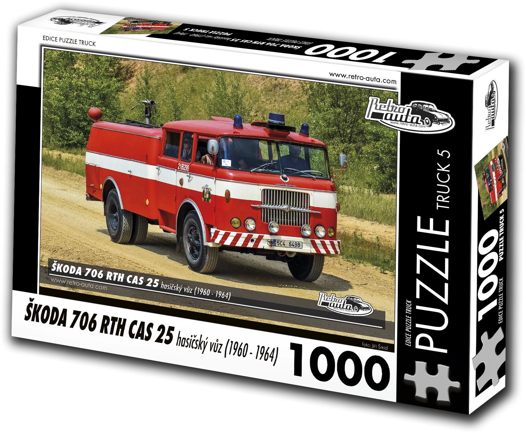 RETRO-AUTA Puzzle TRUCK č.5 Škoda 706 RTH CAS 25 hasičský vůz (1960-1964) 1000 dílků