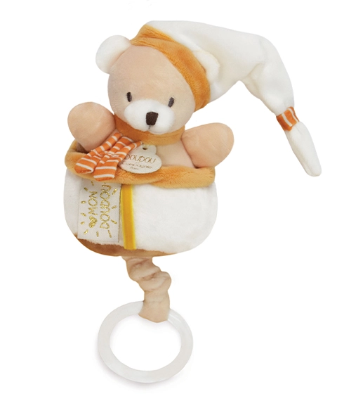 Doudou plyšová hudební hračka medvídek 20 cm pro miminka