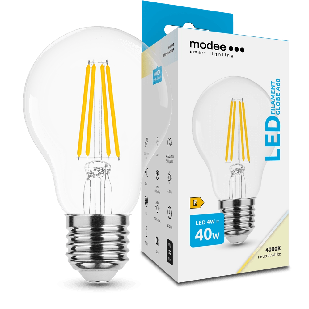Modee Smart Lighting LED Filament Globe žárovka E27 4W neutrální bílá